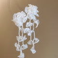Chiffon Flower and Bead Cascade Earrings in Three Colors view 7
