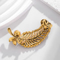 Leaf Crystal Pearl Look Two Designs Metal Brooch Pin view 3