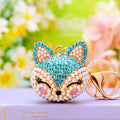 Jeweled Fox Keychain Collection With Crystal Crowns and Plush Tails view 4