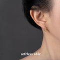 Gold Silver Beaded Ball Metal Huggie Hoop Earrings view 2