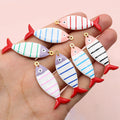 Striped Enamel Fish Charms With Red Tails in Eleven Colors view 4