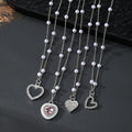 Silver Heart Pendant Pearl Station Necklaces Four Styles view 1