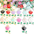 Enamel-Look Gold Silver Rose Alloy Charms in 14 Styles view 5