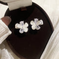 Silver Tone Flower Stud Earrings in Colorful and White Styles view 7