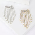 Rhinestone Fringe Chain Brooch Teardrop Crystal Pin view 1
