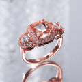 Rose Gold Tone Emerald Cut Halo Statement Ring With Polished Clear Stone Detail view 3