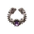 Gunmetal Purple Crystal Open Rings Oval Star Thin Band view 5