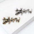 Five Cat Silhouette Brooch in Two Antique Metal Tones view 3