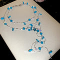 Blue Crystal Layered Y Necklace with Teardrop Accents view 2