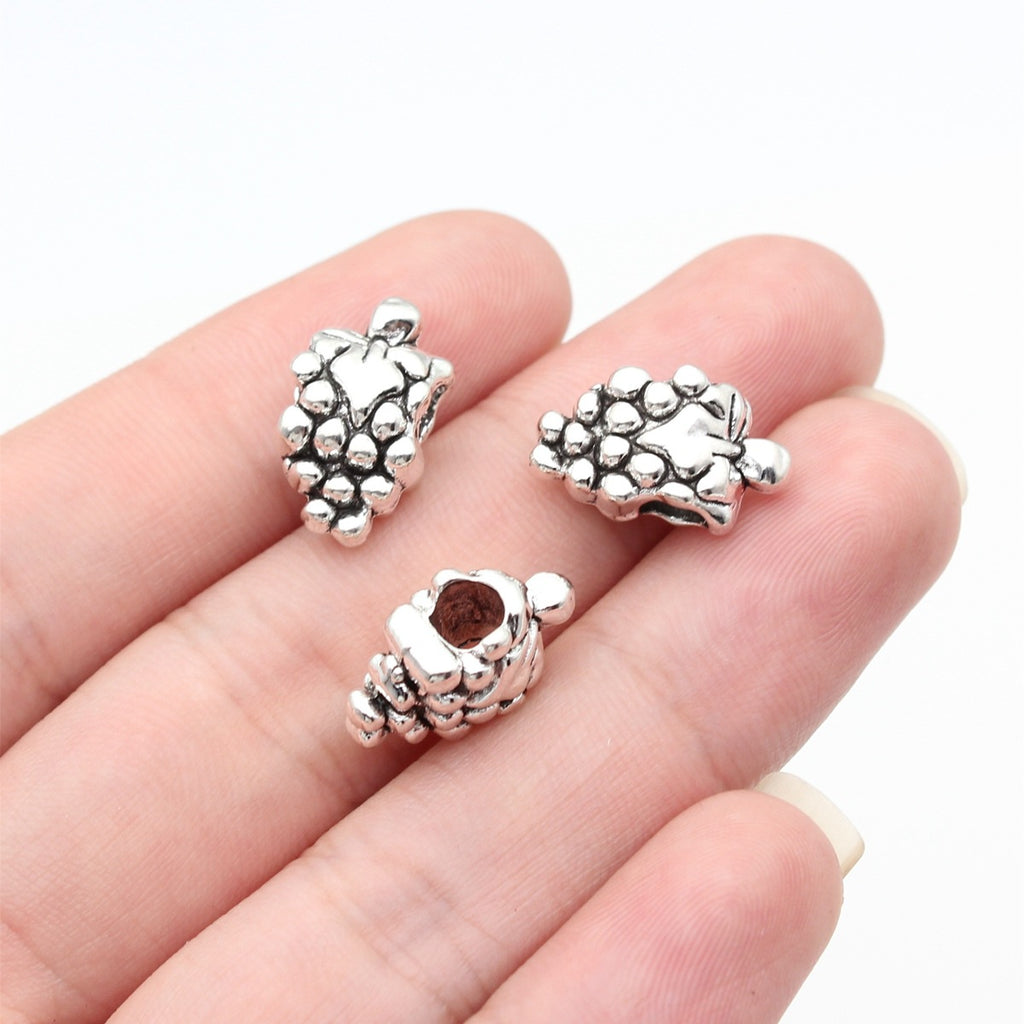 16x9.5x7.5mm 2.5g Antique Silver Zinc Alloy Grape Large Hole Spacer Beads for European Style Jewelry Making
