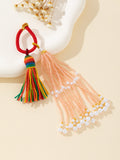 Beaded Tassel Bag Charm Pendant With Pearl Trim Seven Colors view 11
