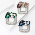 Openwork Square Brooch with Mixed Blue Crystals for Jackets and Scarves view 3