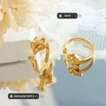 Gold Copper Fox Head Open Adjustable Ring US Size 6 view 2