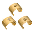 Broad Brushed Crystal Motif Open Cuff in Three Gold Tone Designs view 5
