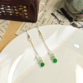Gold Chain Gradient Green Bead Drop Earrings Four Stack view 2