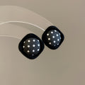 Brown Fabric Flower and Polka Dot Stud Earrings Set view 8