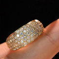 Gold Tone Full Pave Clear CZ Dome Band Ring Sizes 6-10 view 2