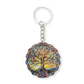 Colorful Tree of Life Scalloped Disc Split Ring Keychain view 5