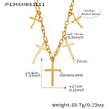 Multi Cross Layered Necklace Zircon Stainless Gold Steel view 6