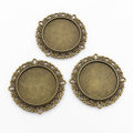 Ornate Double Sided Round Bezel Pendant Trays in Two Finishes view 6
