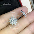 Silver Tone Marquise Crystal Flower Stud Earrings Polished Metal Jewelry view 5
