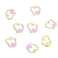 Colorful Small Heart Rhinestone Open Heart Charms in 12 Styles view 12