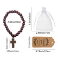 Wooden Bead Elastic Bracelet With Cross Pendant In Three Colors view 4