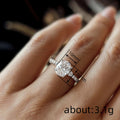 Silver Tone Oval CZ Solitaire Ring Pave Band Sizes 6-10 view 4