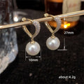 Gold Tone Heart Crystal Pearl Drop Earrings view 5