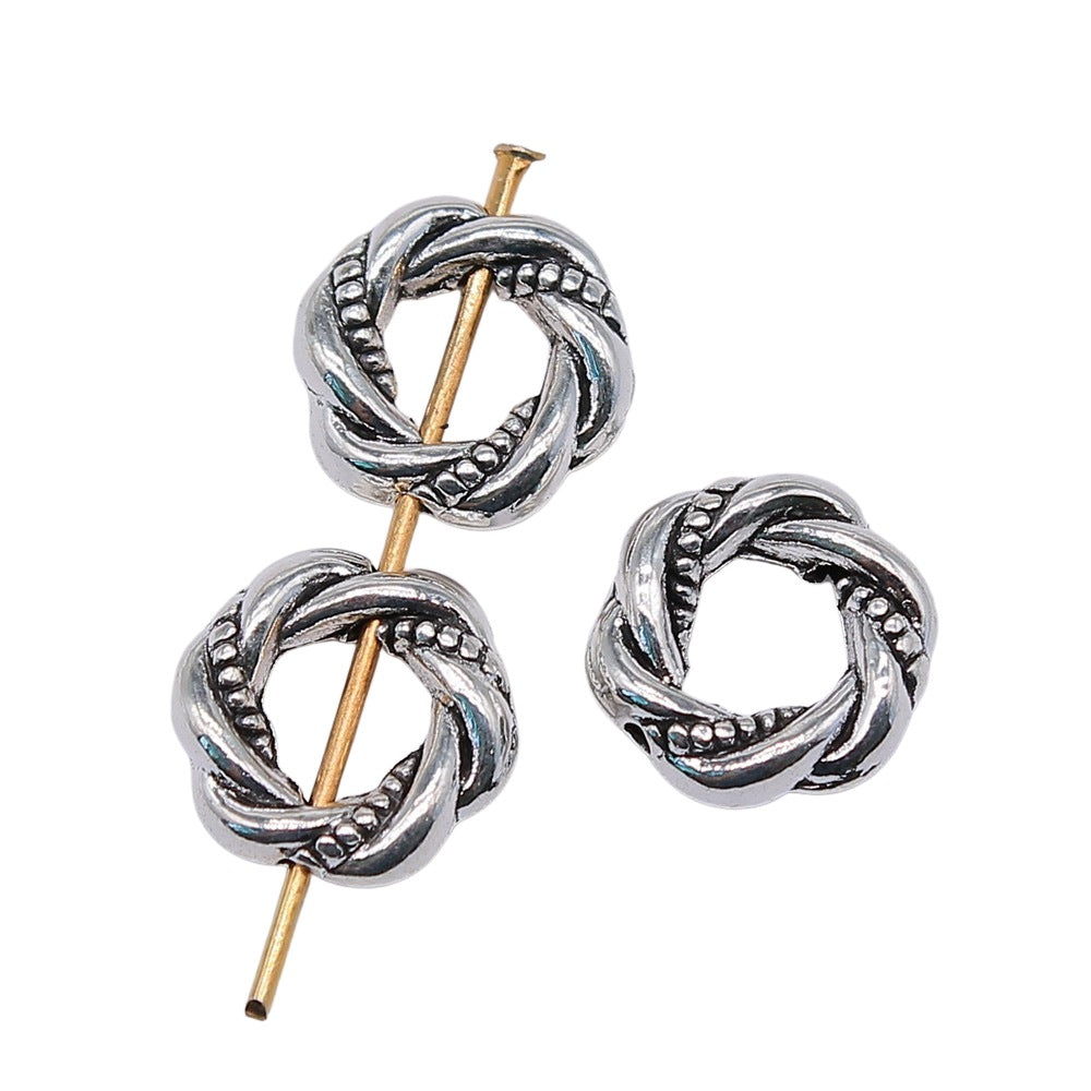 11x11mm 0.9g Multi Color Zinc Alloy Hemp Rope Shape Small Hole Spacer Beads for Jewelry Making