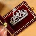 Openwork Clear Stone Tiara Crown Ring In Silver Tone view 3