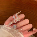 Delicate Crystal Star Stud Earrings with Small Star Drops view 4