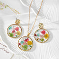 Gold Tone Round Mixed-Flower Earrings, Necklace and Coordinated Set view 1
