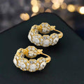Crystal Look Cluster Gold Tone Rounded Huggie Earrings view 3
