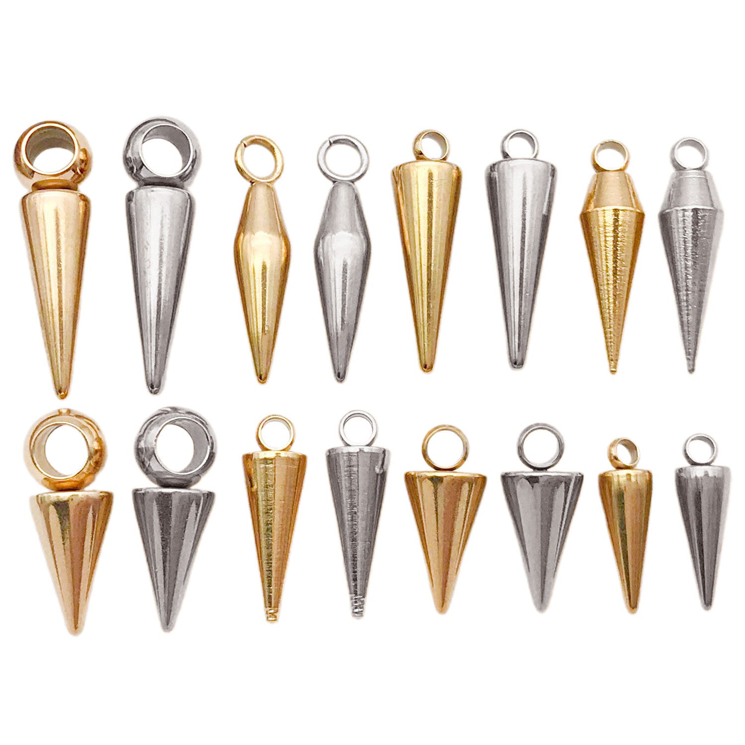 Stainless Steel Punk Cone Spike Charm Pendant for DIY Necklace Bracelet Earring Making