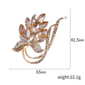Champagne Crystal Leaf Brooch With Decorative Crystal And Enamel Details view 5