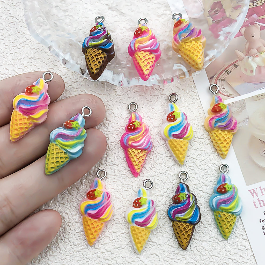 Resin Ice Cream Popsicle Charm Pendant for Earrings Necklace Keychain DIY