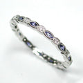 Silver Tone Blue Marquise CZ Thin Eternity Band Ring view 3