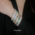 Dual Row Crystal Tennis Bracelets Gold Silver Clear Color view 3