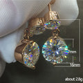 Gold Tone Double Round Clear CZ Drop Stud Earrings Pair view 5