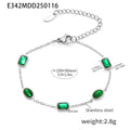 Green Zircon Station Necklace Bracelet Gold Or Steel Stainless view 7