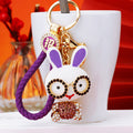 Crystal Eyeglass Rabbit Keychains in Plain Cord and Loop Options view 9