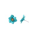 Five Petal Metal Flower Stud Earrings in Seven Colors view 5