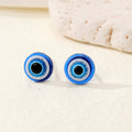Round Blue Evil Eye Resin Stud Earrings in Three Sizes view 3