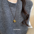 Gold Horse and Brown Round Stone Pendant Cord Necklaces view 3