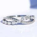 Silver Tone Crossed Teardrop CZ Pavé Ring Band Sizes 6-10 view 1
