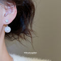 Clear Square Crystal Stud Earrings With White Pearl Drops view 3