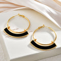 Arc Inlay Statement Hoop Earrings for Women in 2 Pictured Styles view 4