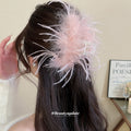 Black White Soft Feather Hair Claw Clips Plume Styles view 3