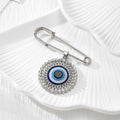 Silver Tone Rhinestone Blue Evil Eye Safety Pin Brooches in Seven Designs view 8